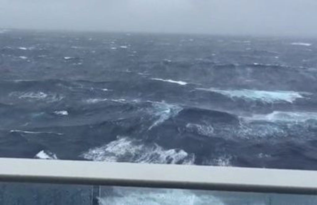 Stormy seas on a cruise ship