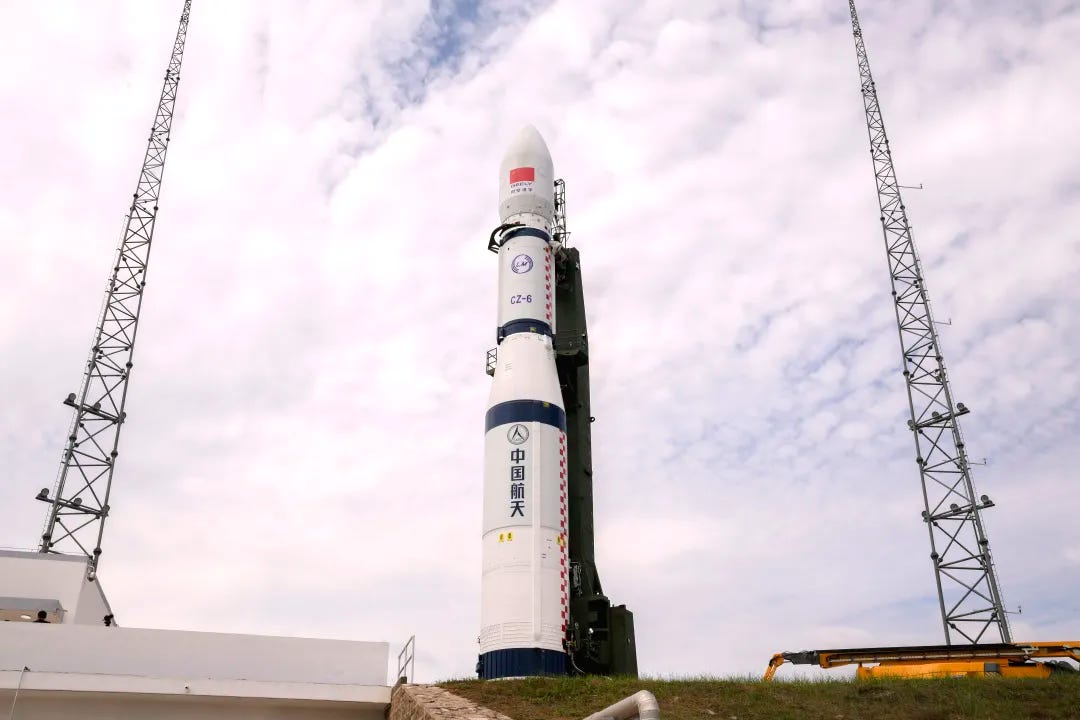 The Long March 6 Y11 vehicle on the launch pad ahead of launch.