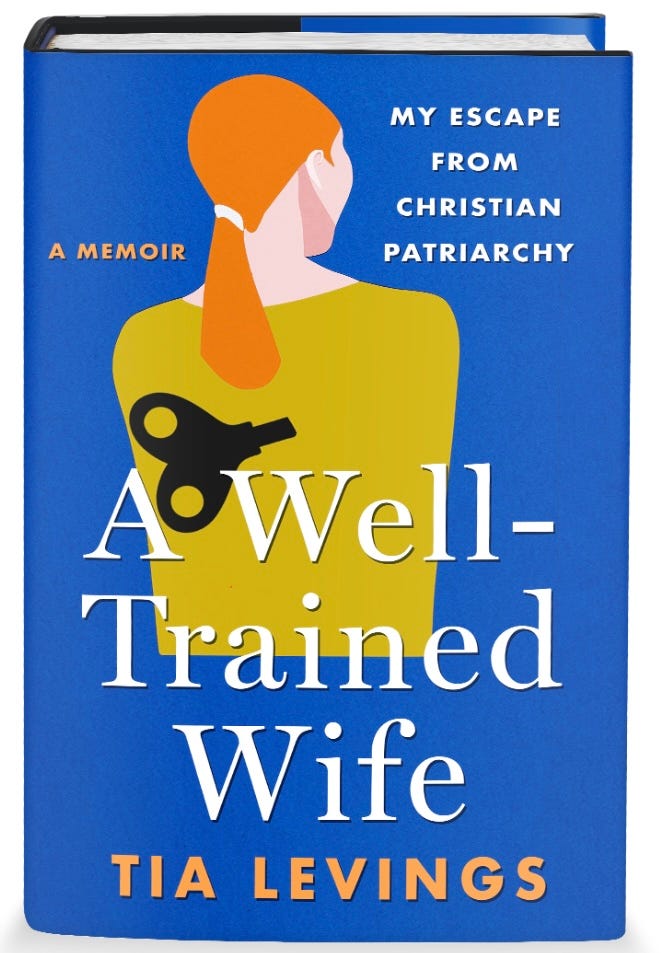 The book cover for A Well-trained Wife is the back of a woman with red hair in a ponytail against a blue background.