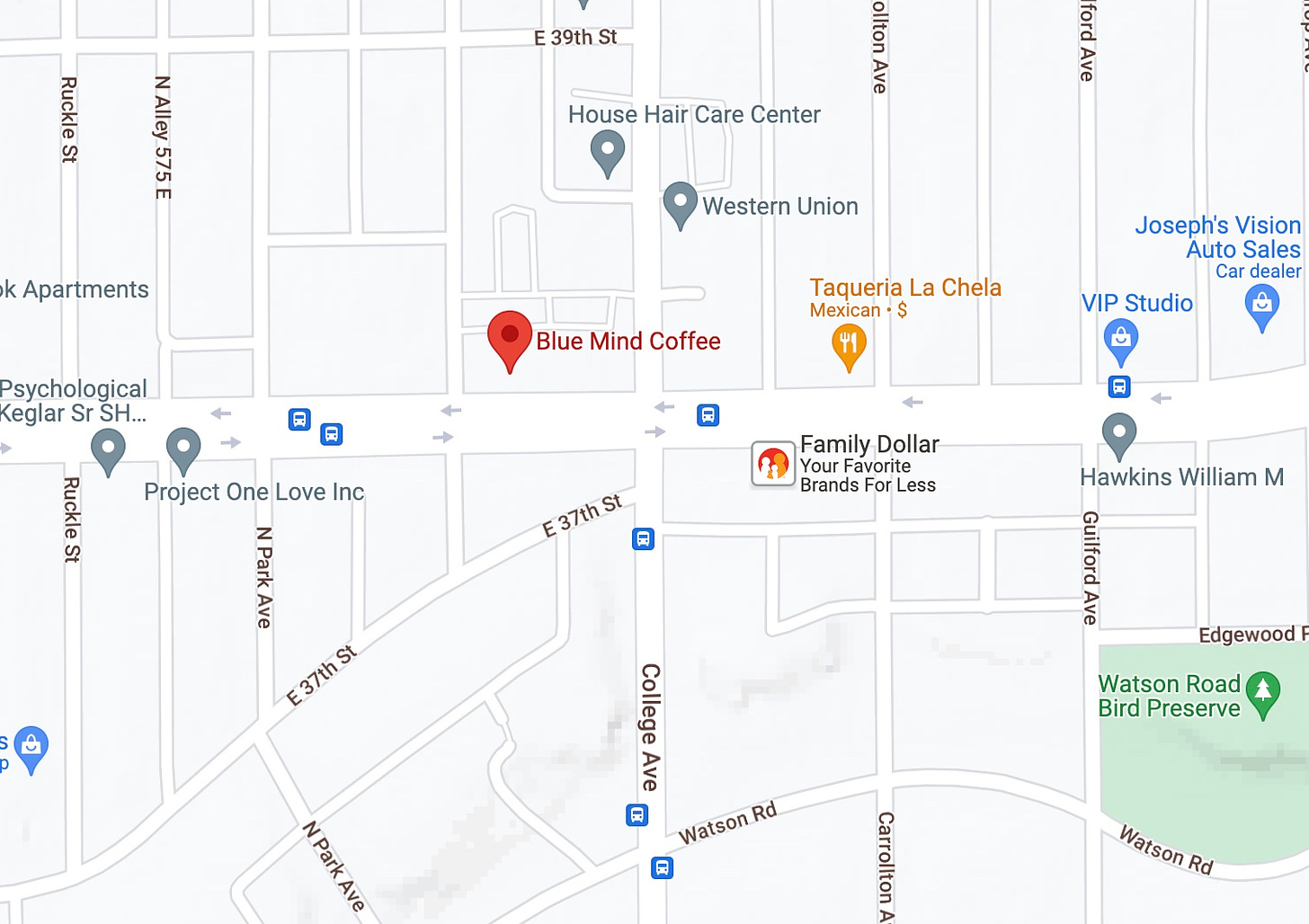 Map of Blue Mind Coffee