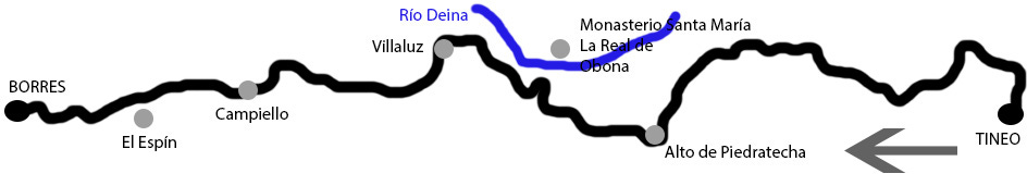 Recorrido de la etapa 4 del Camino Primitivo entre Tineo y Borres