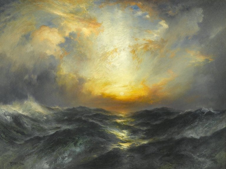 File:Brooklyn Museum - Sunset at Sea - Thomas Moran - overall.jpg - Wikimedia  Commons