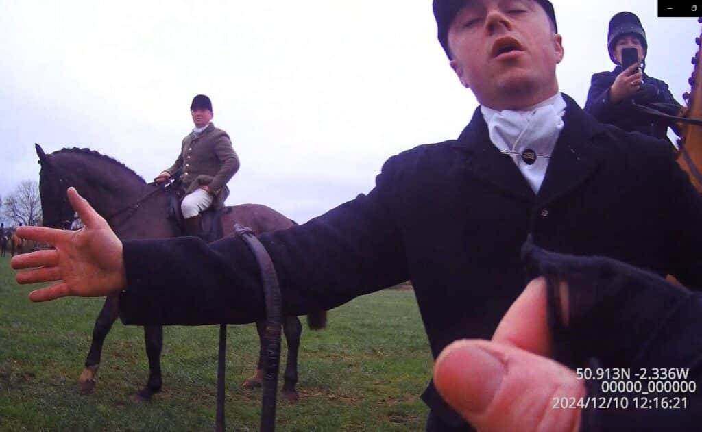 The BSV’s Charlie Mayo, found guilty of ABH. Photo by North Dorset Hunt Saboteurs