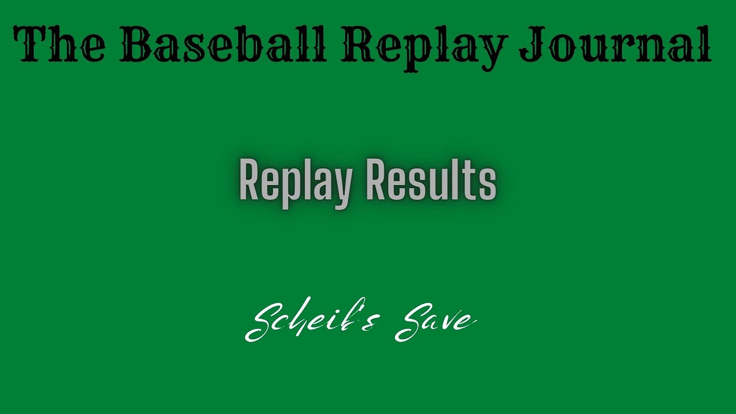 Baseball Replay Journal Replay Results