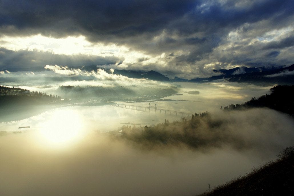 Columbia River Gorge in the fog