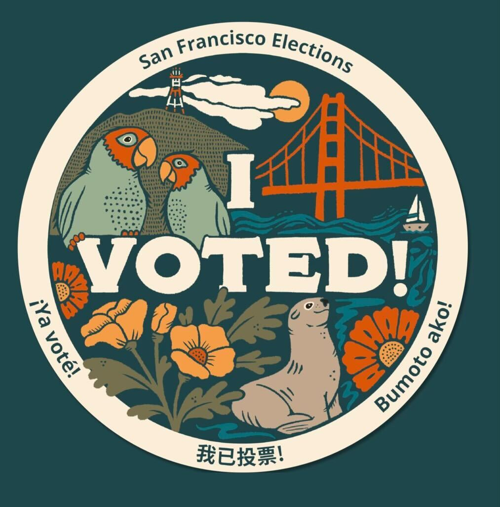 Local artist wins 'I Voted!' sticker contest for SF-inspired design