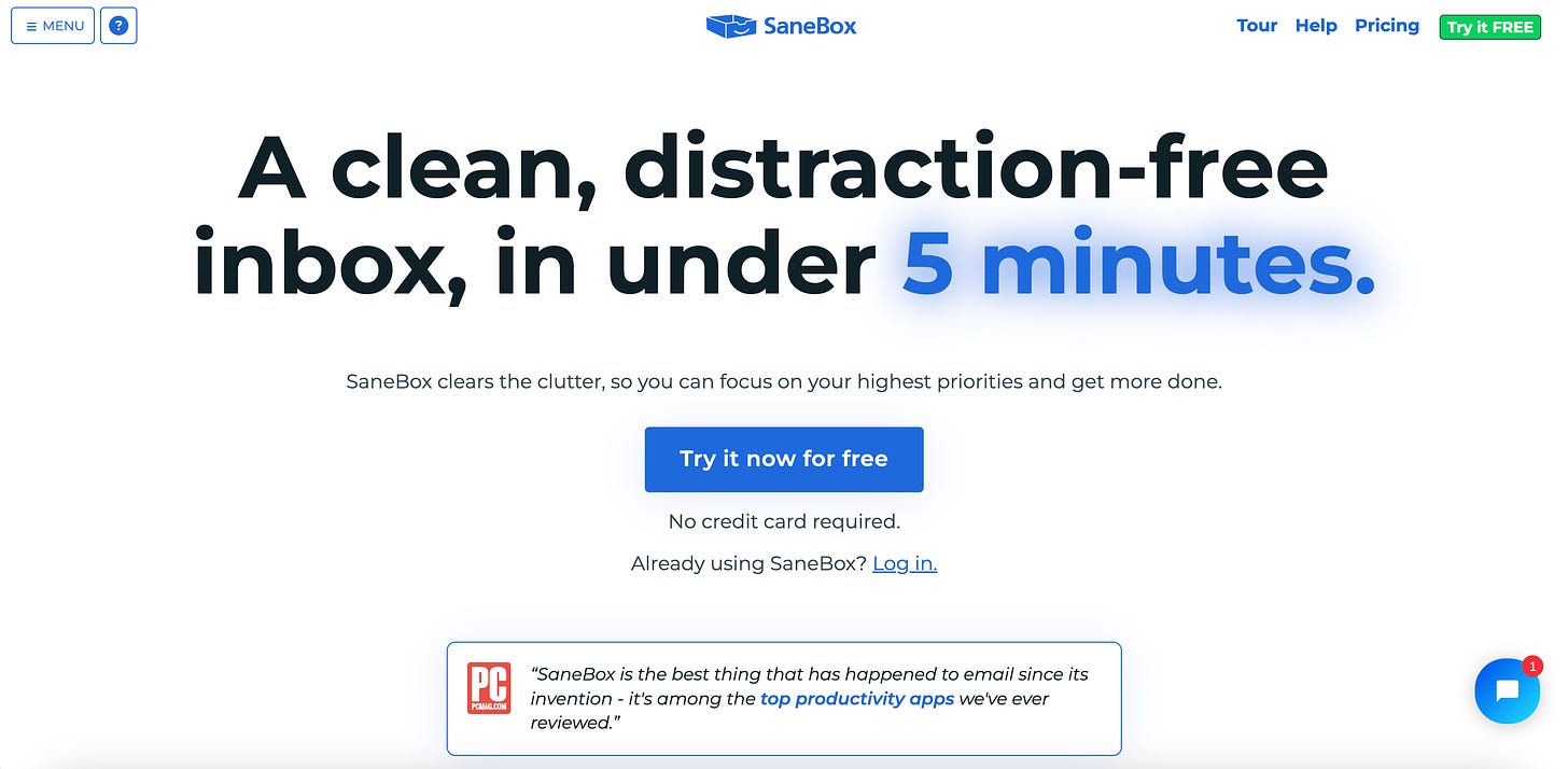 SaneBox, bring back sanity to your inbox