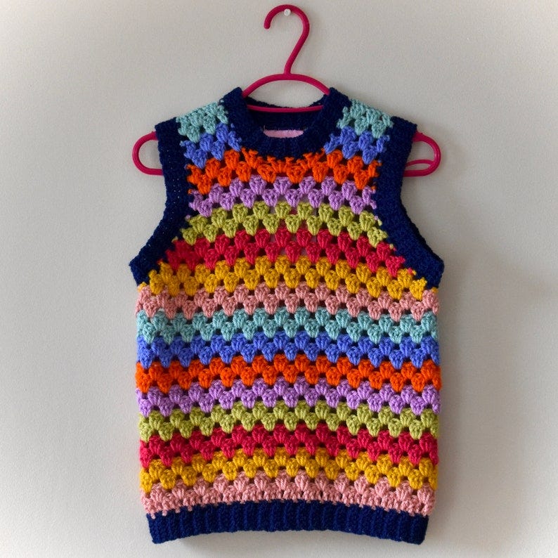 PDF crochet pattern Granny stripes vest by Realm designs image 3