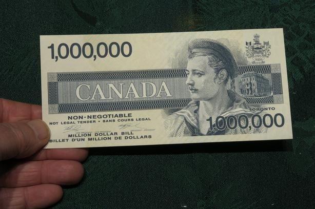 Canadian 1 million dollar bill - perfect and unusual | Classifieds for ...