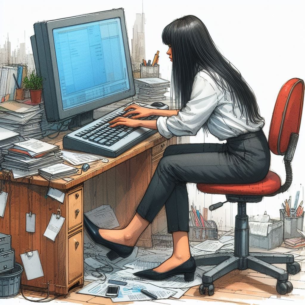 Girl at desk. Image by Bing.