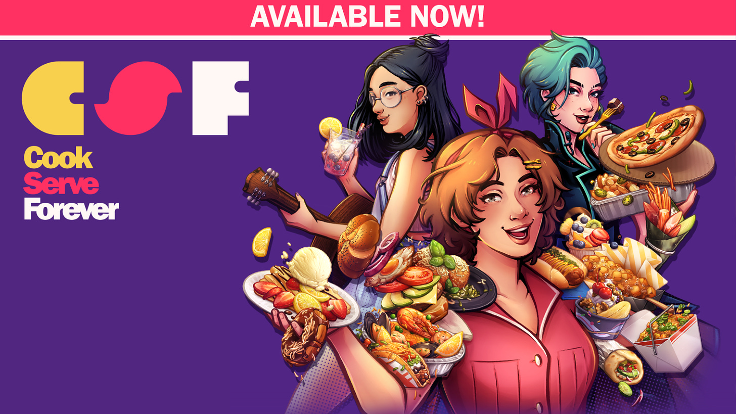Banner announcing that Cook Serve Forever is available now!