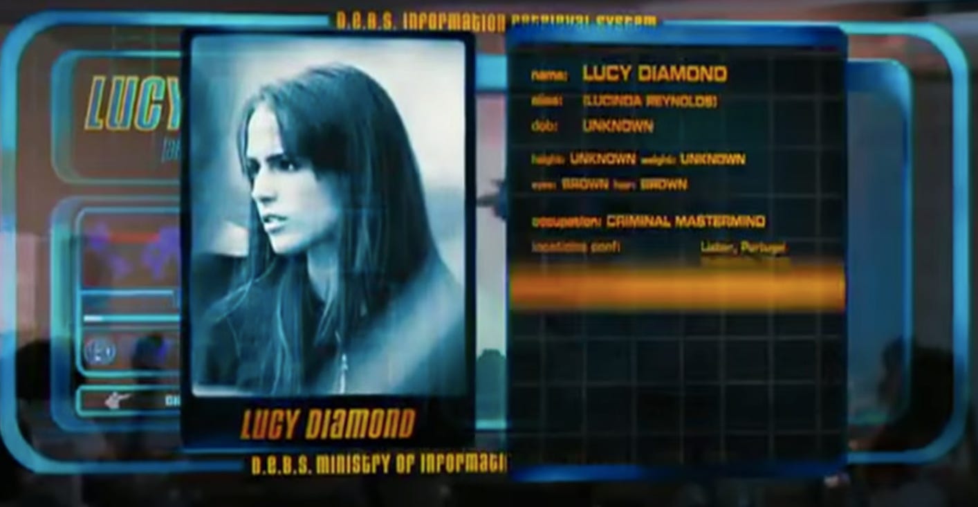 Projected profile of target Lucy Diamond.