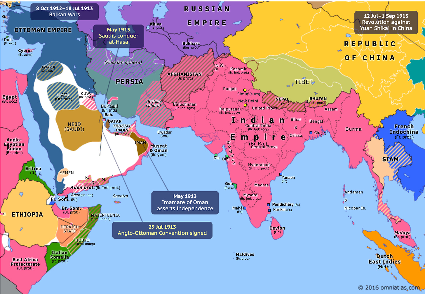 Southern Asia 1913: Anglo-Ottoman Convention.