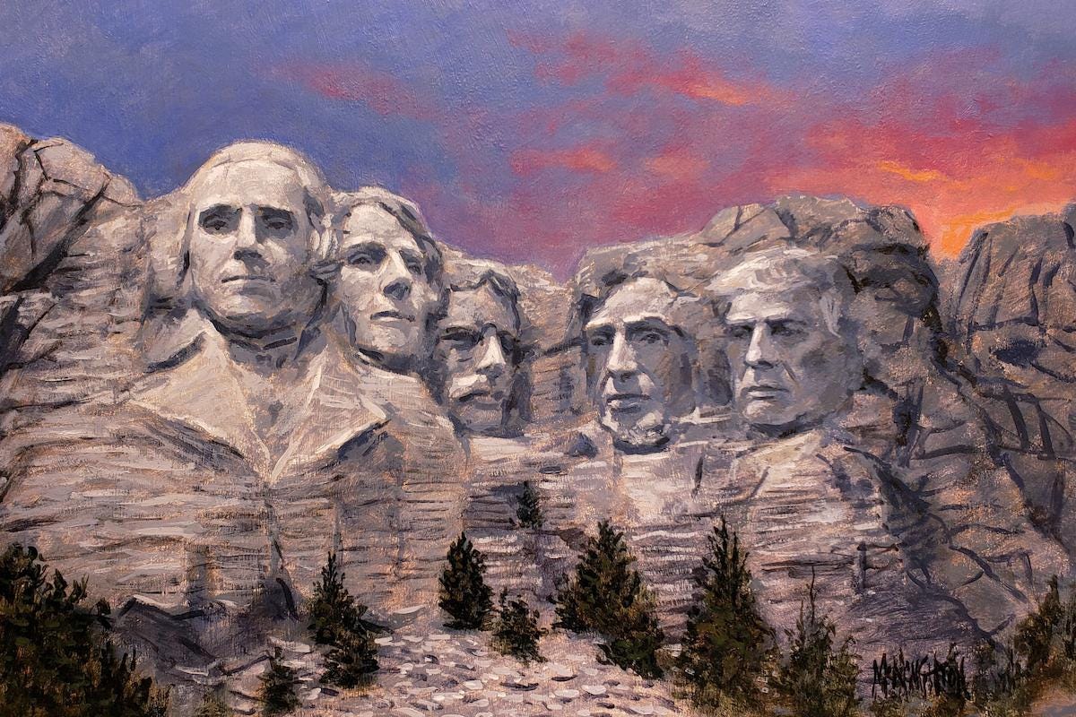A painting of mount rushmore with Mount Rushmore National Memorial in the background

AI-generated content may be incorrect.
