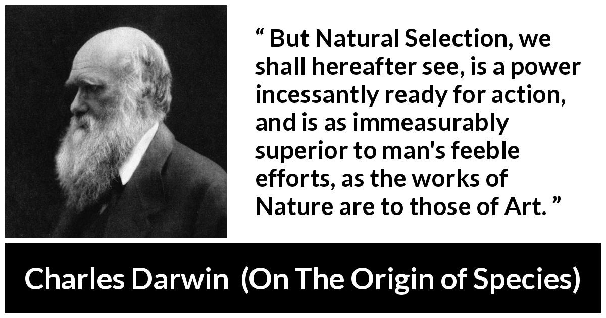 Charles Darwin: "But Natural Selection, we shall hereafter..."