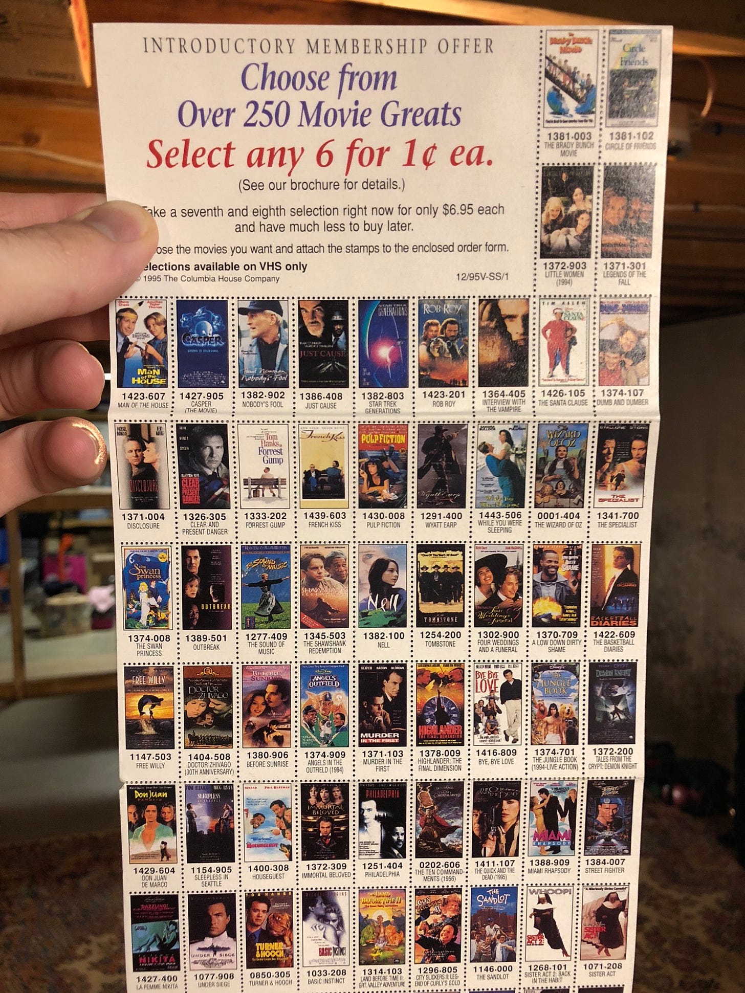 r/nostalgia - Columbia House Movie Club Stamps - 6 VHS for only 6¢