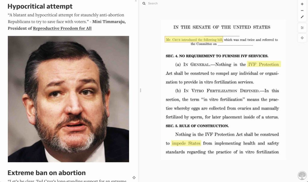 Ted Cruz tries to hide the GOP IVF Ban in a load of BS. Can you spot it?