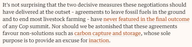 Figure C - George Monbiot calls to leave fossil fuels in the ground and end livestock farming