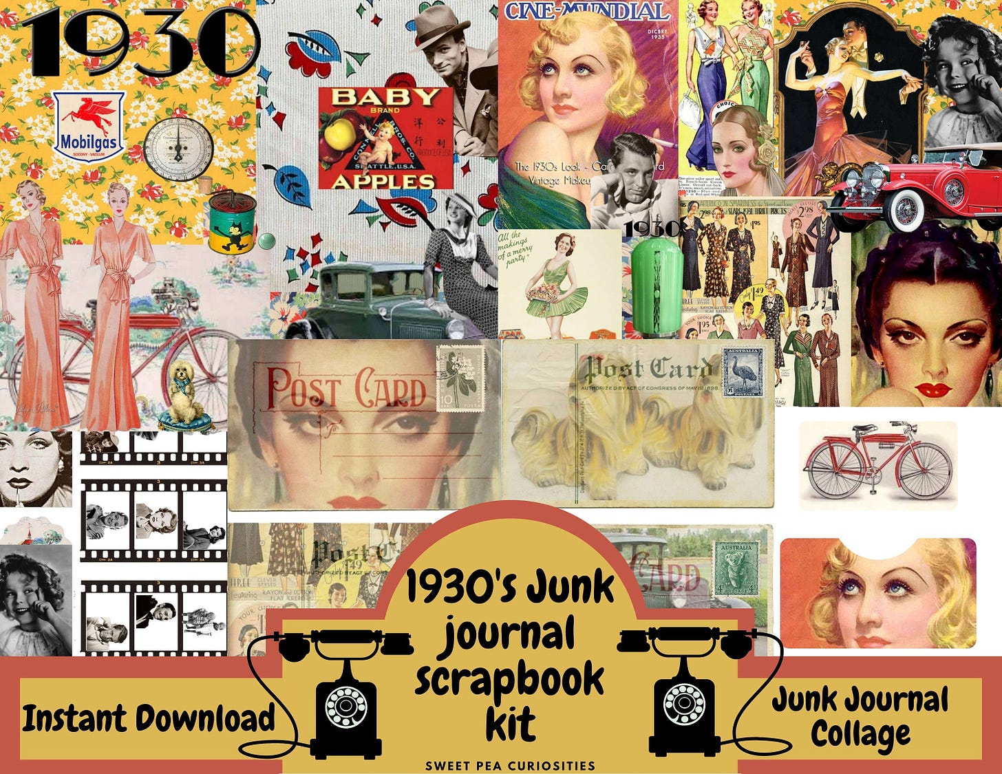 Junk Journal Kit, 1930's , Download, Printable, Digital, Ephemera, Collage,  Journal Supplies, Scrapbook, Retro, Mid Century, Vintage, Paper - Etsy  Canada