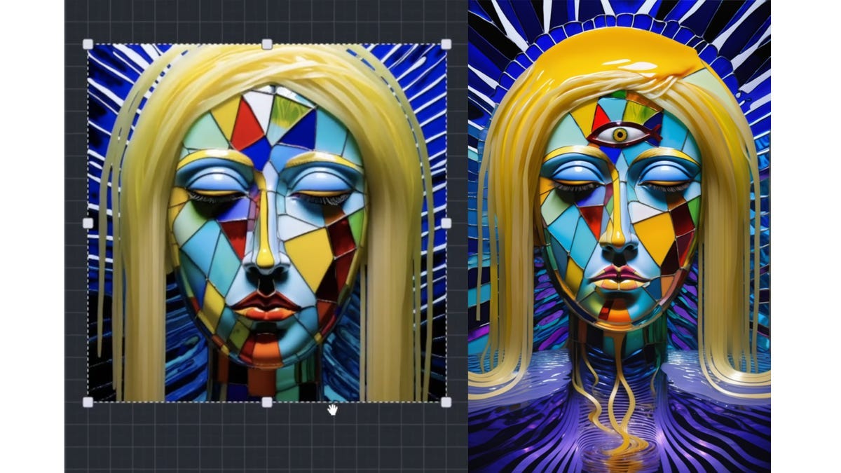 two AI images side by side to show the editing process