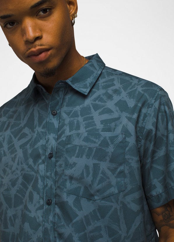 Thumbnail: Lost Sol Printed Short Sleeve Shirt, Color: Grey Blue Cracked Earth, image 3