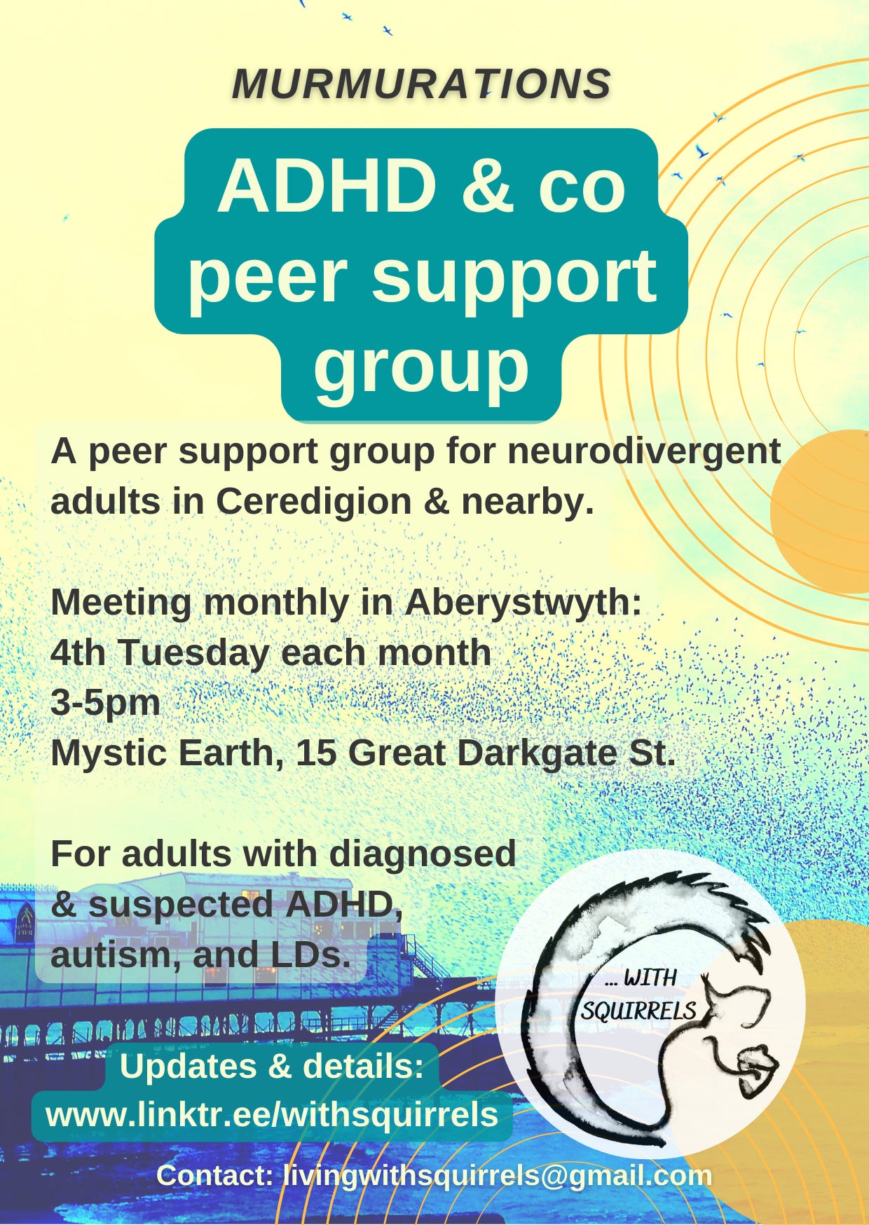 ADHD peer support group in Aberystwyth - self diagnosed and suspected neurodivergent folk welcome. 