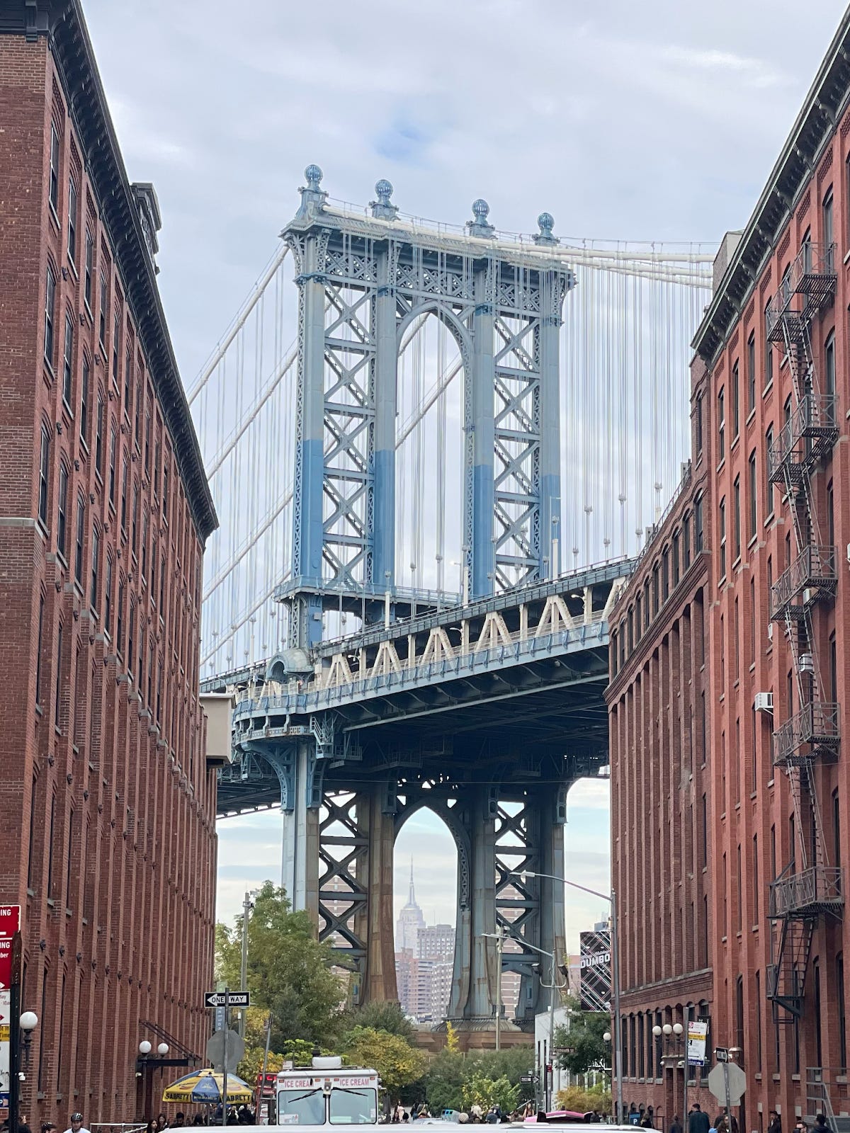 DUMBO viewpoint of empire state building through the Manhattan Bridge