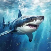 Great White Shark in Ocean Clipart, 12 High Quality JPGs, 300 DPI Digital Prints Digital Download, Wall Art, Mugs, Scrapbook, Commercial Use