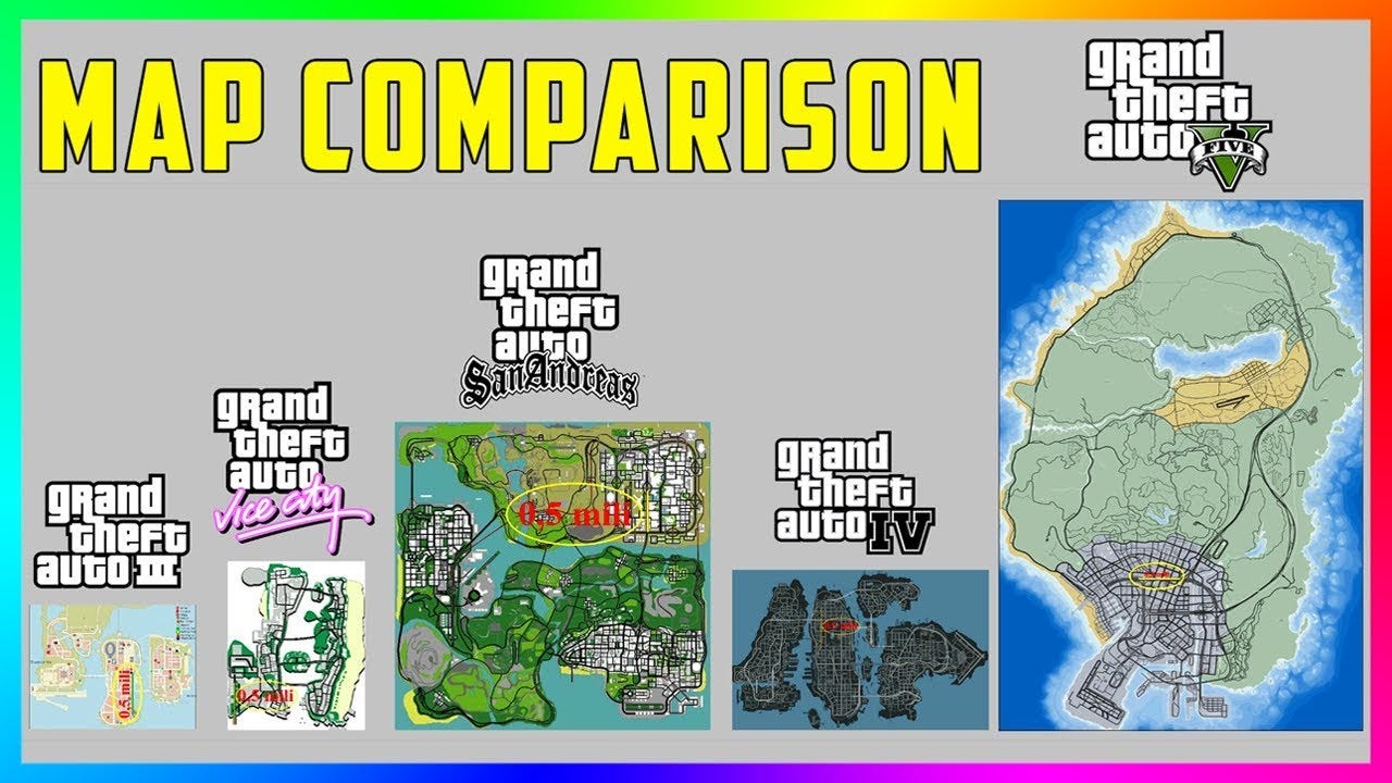 The MOST Accurate GTA Map Comparison EVER - GTA 5 Vs GTA IV Vs San Andreas  Vs Vice City Vs GTA 3! - YouTube