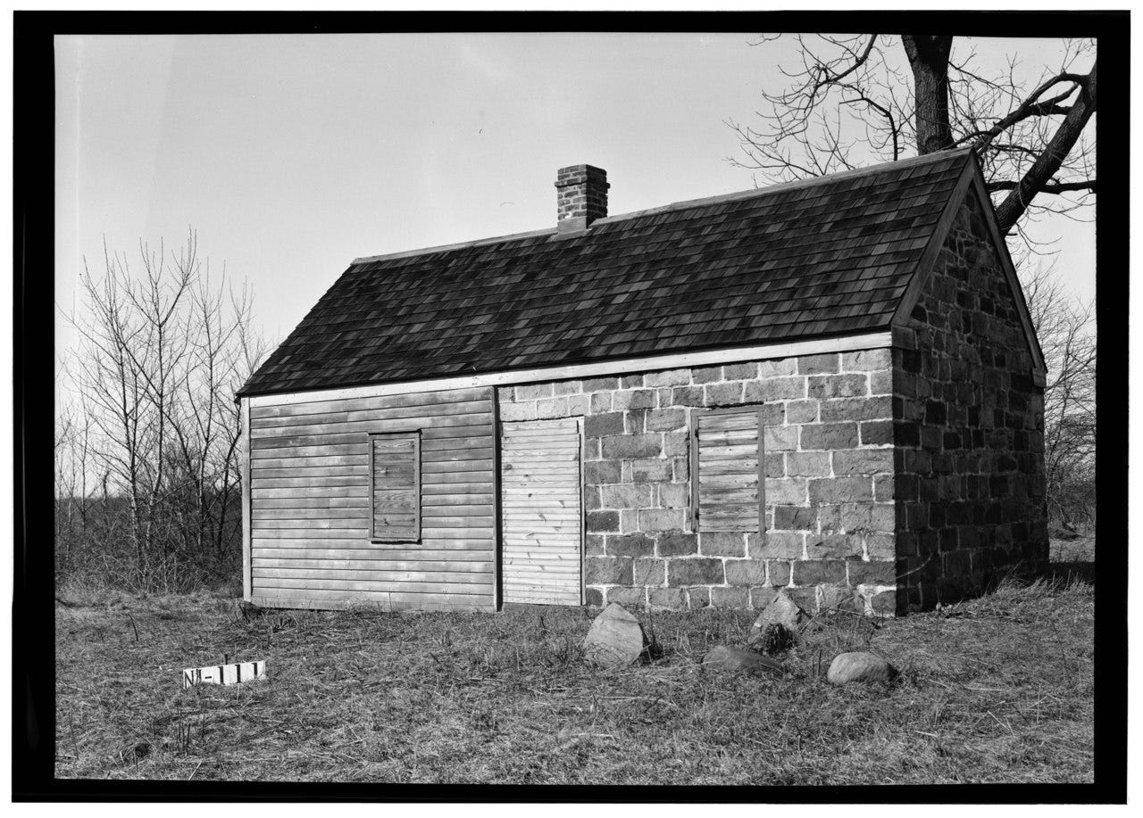 Old stone and wood house.