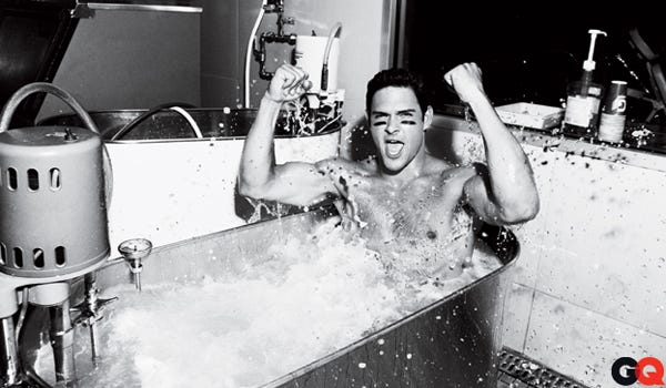 mark sanchez shirtless bath for philadelphia eagles 2014 images