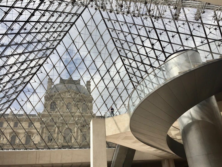 The interior of the Louvre Pyramid