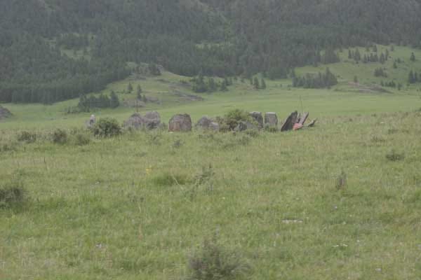 Low circle of flat rocks with grass surrounding
