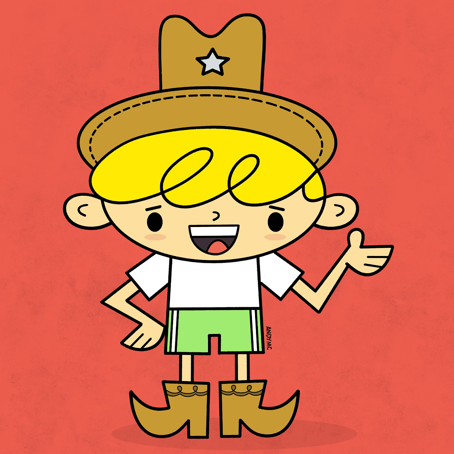 an illustration of a boy wearing cowboy boots