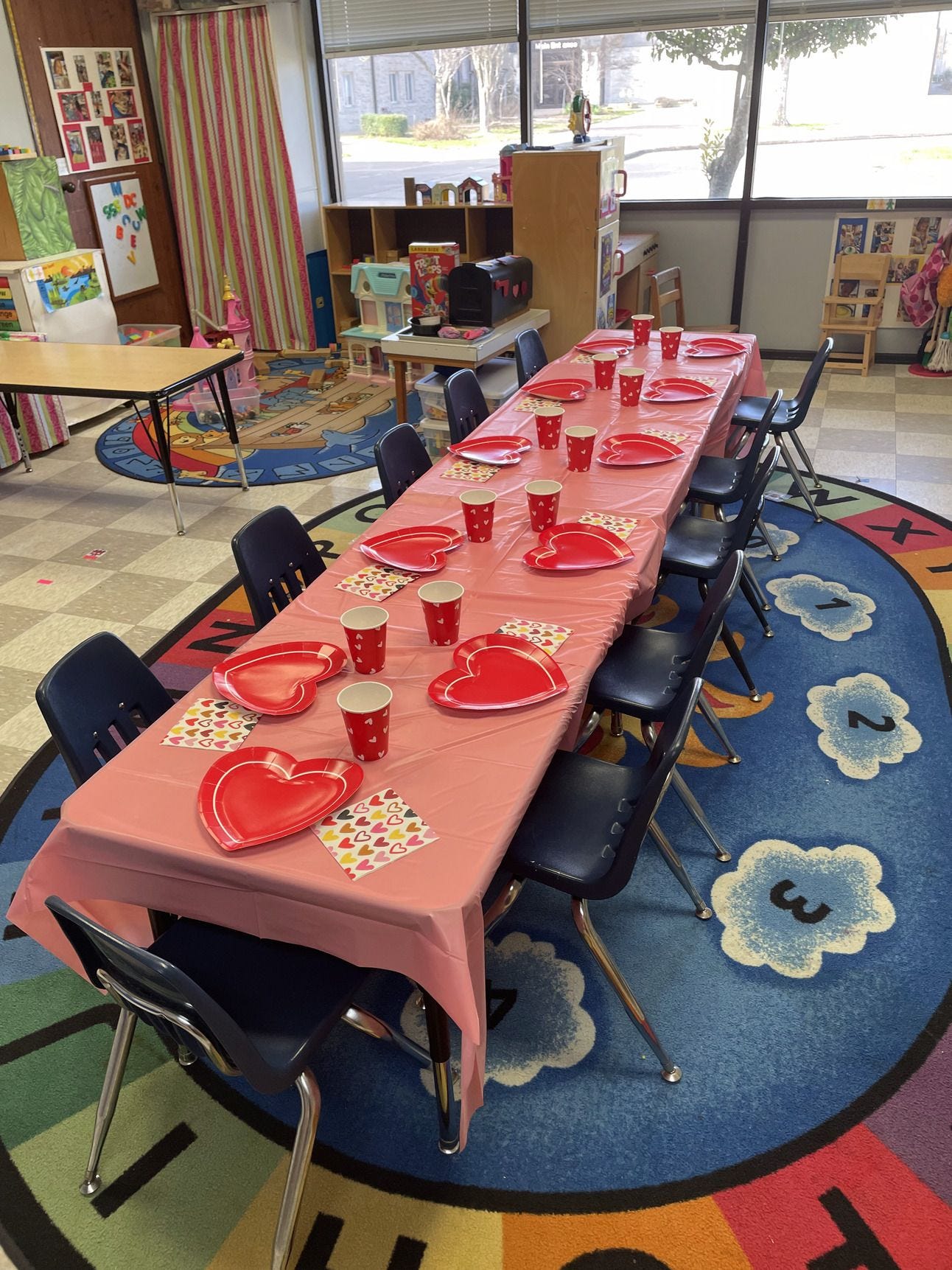 Table with chairs decorated for Valentine's Day Table with chairs decorated for Valentine's Day