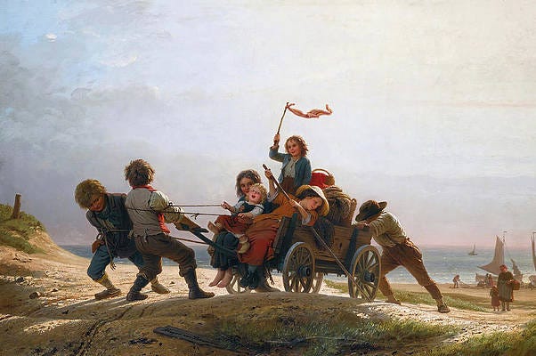 Wall Art - Painting - Return from Fishing by Meyer von Bremen