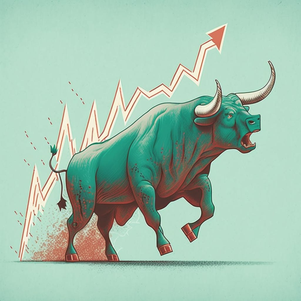 An illustration of a bullish trend in the stock market