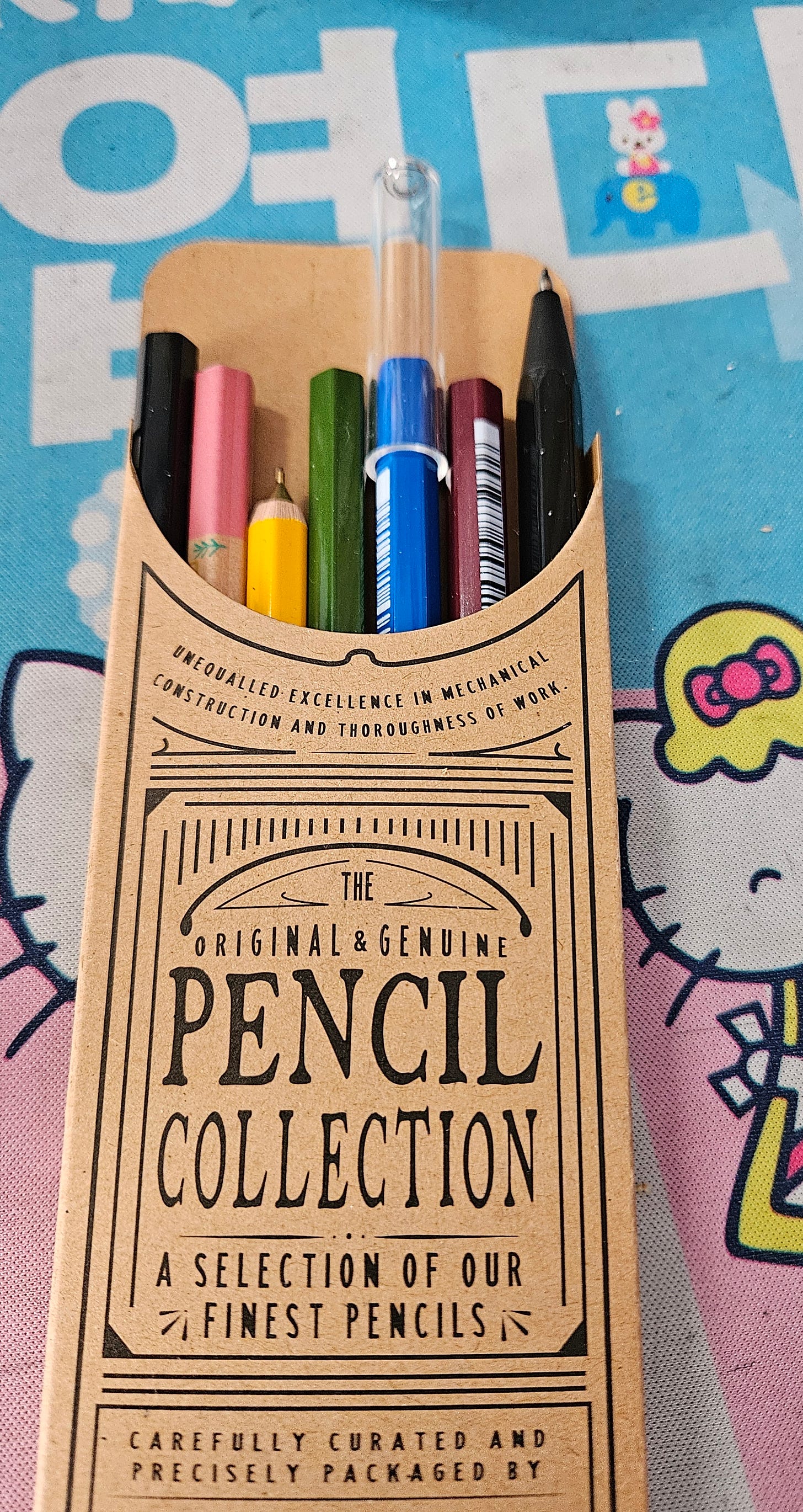 Collection of pencils in a paper case