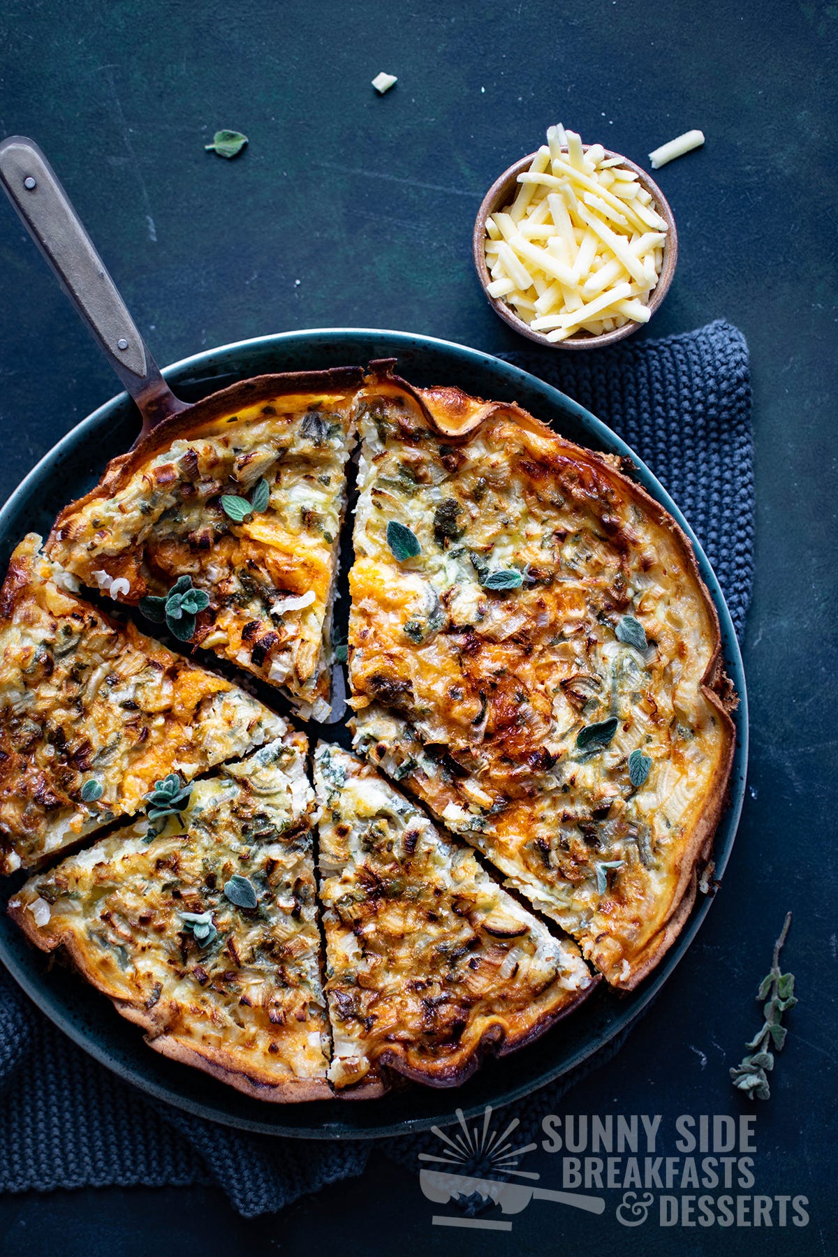 Sweet potato tortilla pie in a skillet.