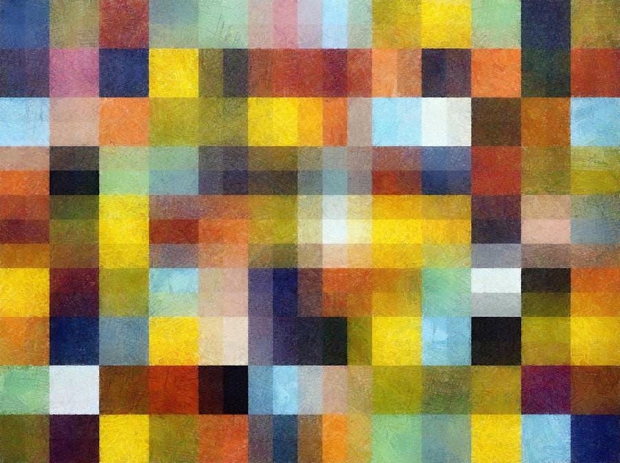 Pixels Painting - Abstract Boxes with Layers by Michelle Calkins