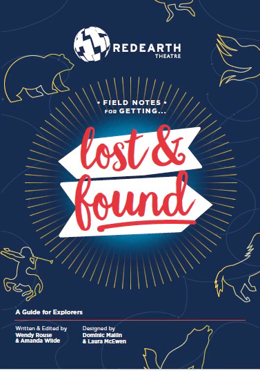 Cover of Field Notes for Getting Lost & Found: blue background, figures of constellations in yellow, text in a kind of handwritten font