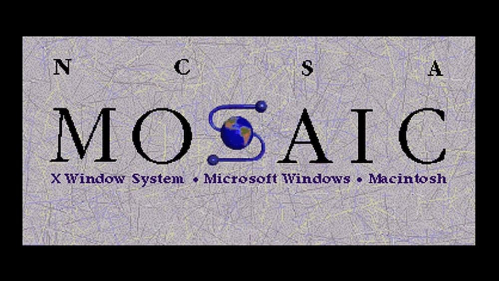 The Mosaic browser's banner on a black background