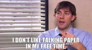 YARN | I don't like talking paper in my free time. | The Office (2005) -  S03E17 Cocktails | Video clips by quotes | 0266efd5 | 紗