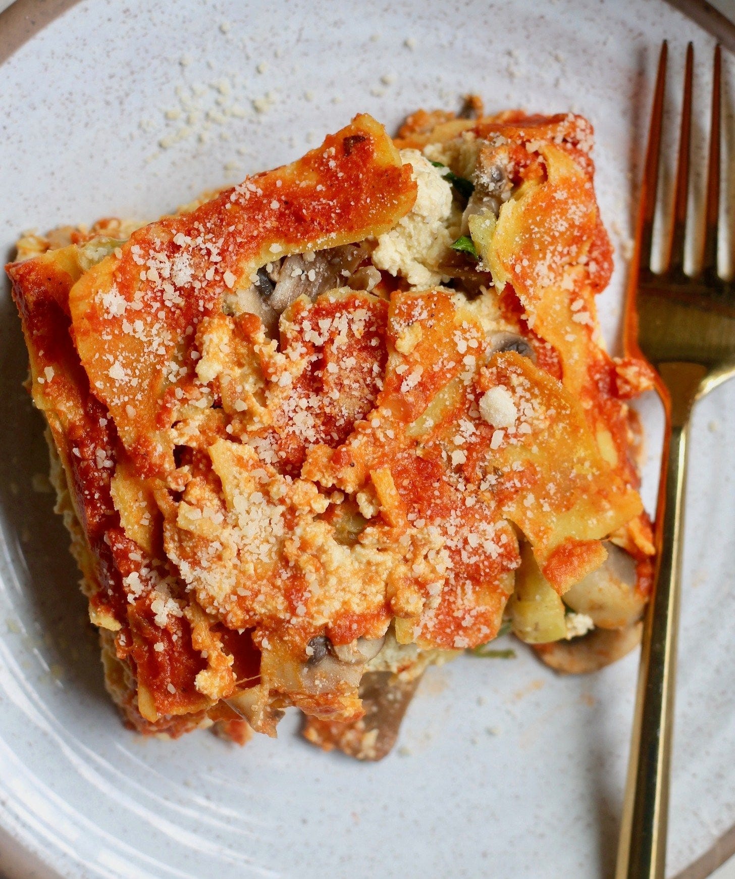 up close lasagna slice