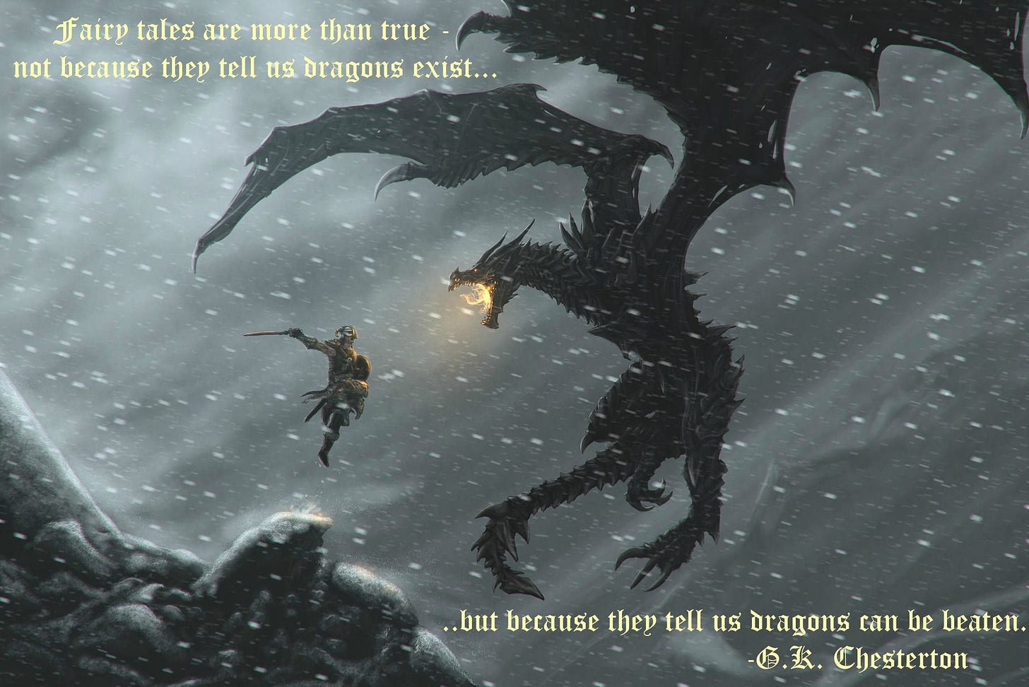 Dragons can be beaten" - G.K. Chesterton [2298x1534] : r/QuotesPorn