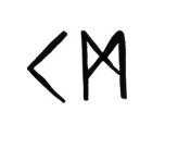 A handdrawn image of runes for letters C and M
