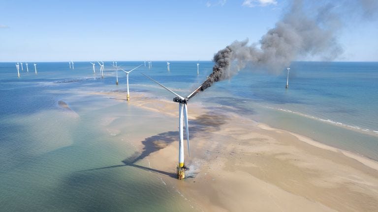 Scroby Sands wind turbine catches fire off Norfolk coast
MUST CREDIT:Oliv3r Drone Photography 