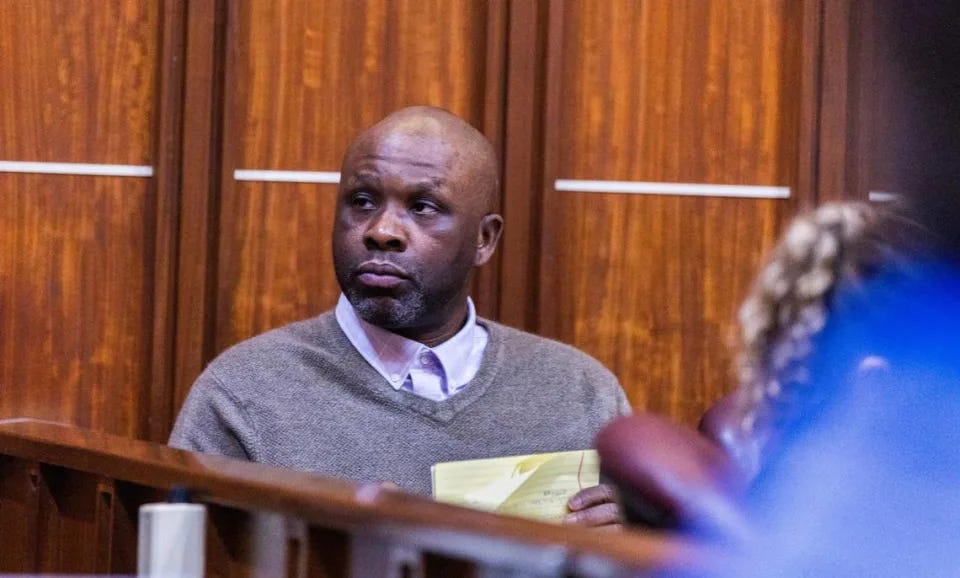 Convicted killer Tavares Calloway during closing arguments Thursday, April 4, 2024, at the re-sentencing of his death penalty case, before Miami-Dade Circuit Court Judge Miguel M. de la O. Calloway killed five execution-style during a robbery near Little Haiti in 1997.
