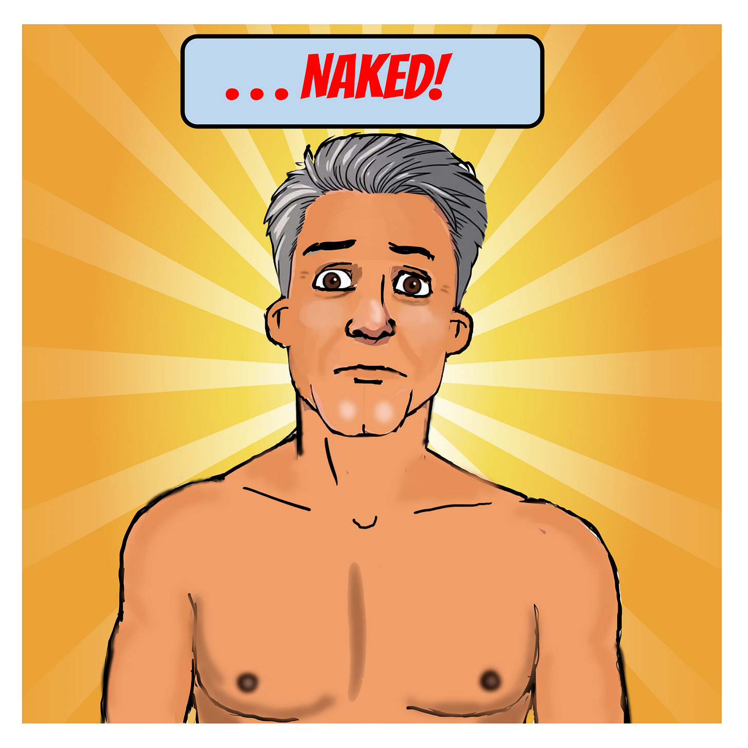 Panel 4: A close-up of the losing candidate, now naked, looking stunned and wide-eyed. A caption above him reads, “...NAKED!”