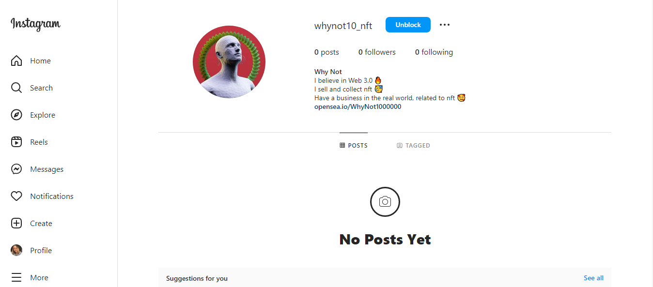 The scammer's Instagram Profile